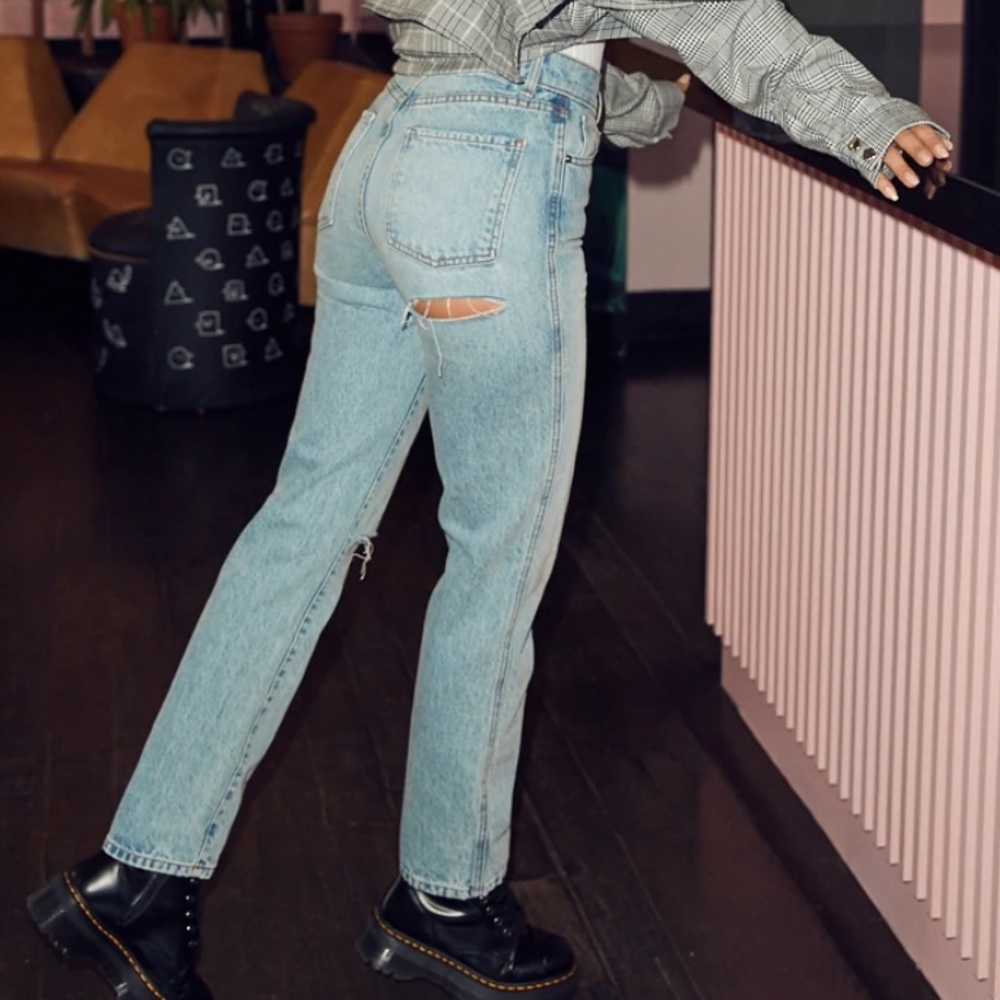 REVICE Denim Ex-Boyfriend / Player One Wash Jeans with Rip